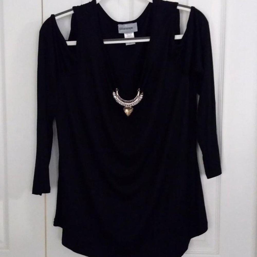 Cold Shoulder Knit Jeweled Top